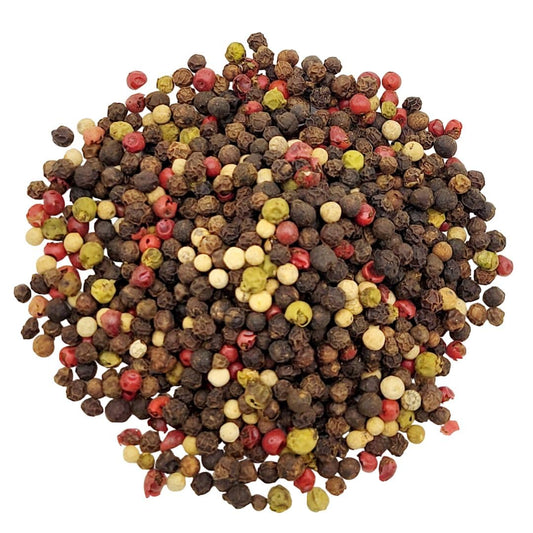 SavorSatch Four Blend Peppercorns – 5lb Resealable Pouch | Whole Black, White, Green & Pink Peppercorn Mix, Kosher, Bulk for Grinders & Cooking