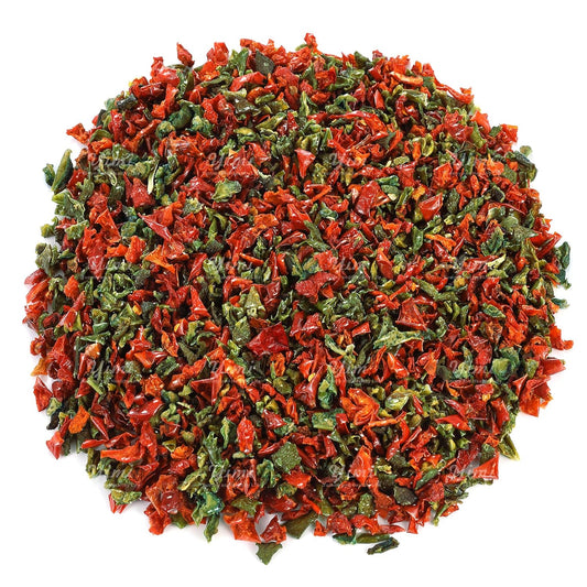 SavorSatch Dried Red & Green Bell Pepper Flakes – 5lb Resealable Pouch | Dehydrated, Kosher, Non-GMO, Bulk for Cooking, Soups & Emergency Supply