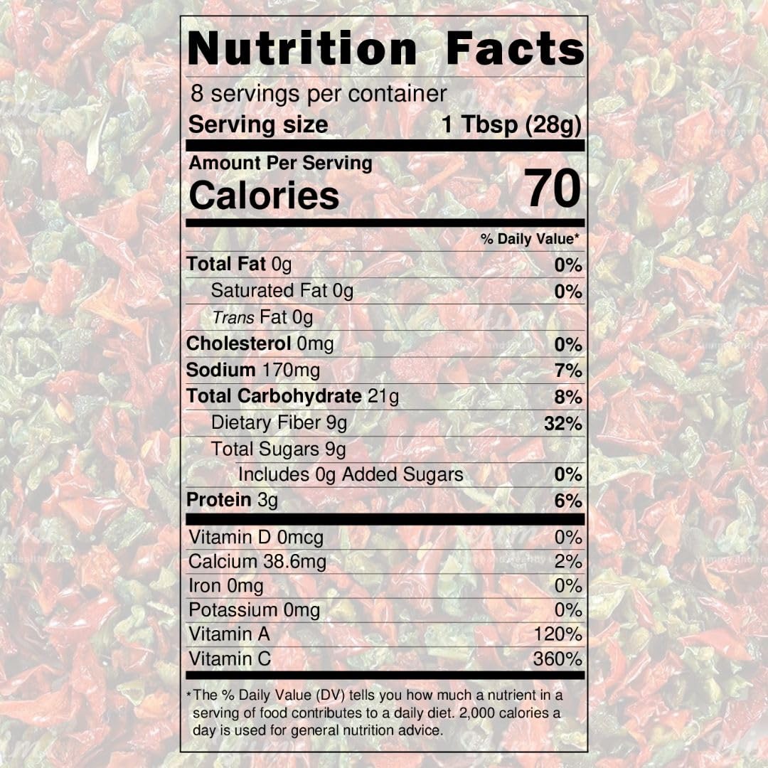 SavorSatch Dried Red & Green Bell Pepper Flakes – 5lb Resealable Pouch | Dehydrated, Kosher, Non-GMO, Bulk for Cooking, Soups & Emergency Supply